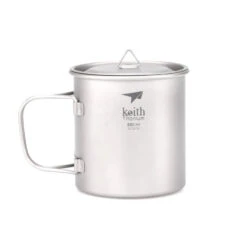 Keith Single Wall Titanium Mug With Folding Handle And Lid